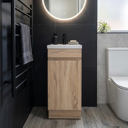 YOLO SLIM FLOOR STANDING VANITY | LIGHT OAK | 400MM | PLYWOOD
