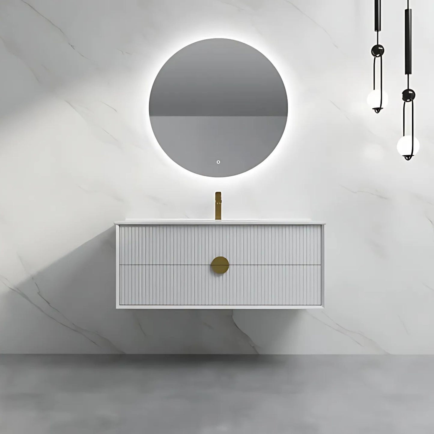 ELVA FLUTED WALL HUNG VANITY 1200MM - WHITE