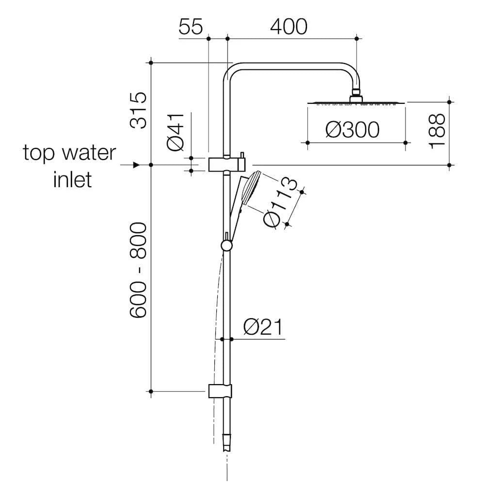 Caroma Urbane® II Rail Shower with 300mm Overhead Range - 5 Finishes