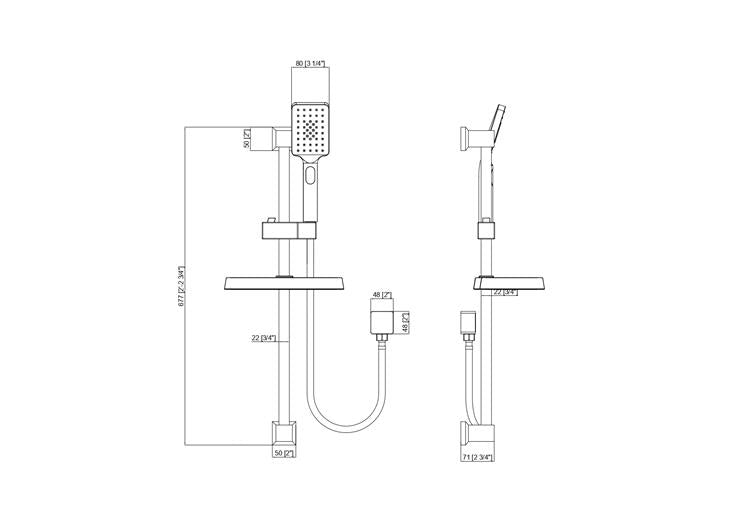 FUSION SQUARE SHOWER SLIDE WITH 3 FUCNTION HAND SHOWER | 5 COLOURS - The Tile Collection™