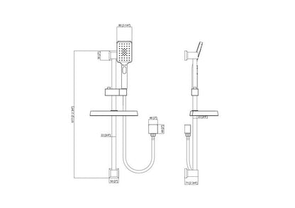FUSION SQUARE SHOWER SLIDE WITH 3 FUCNTION HAND SHOWER | 5 COLOURS - The Tile Collection™