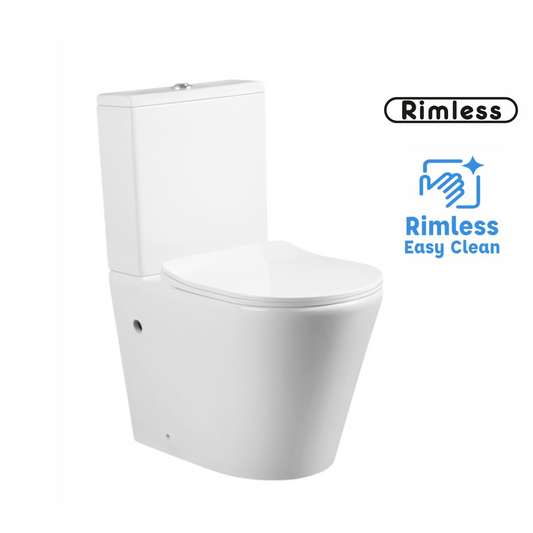 OCEANO COMPACT RIMLESS BACK TO WALL TOILET SUITE 605X370X800