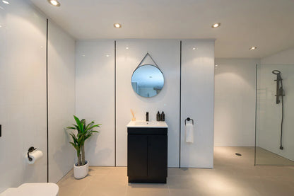600MM MADRID DARK OAK PLYWOOD FLOORSTANDING VANITY WITH CERAMIC TOP - The Tile Collection™