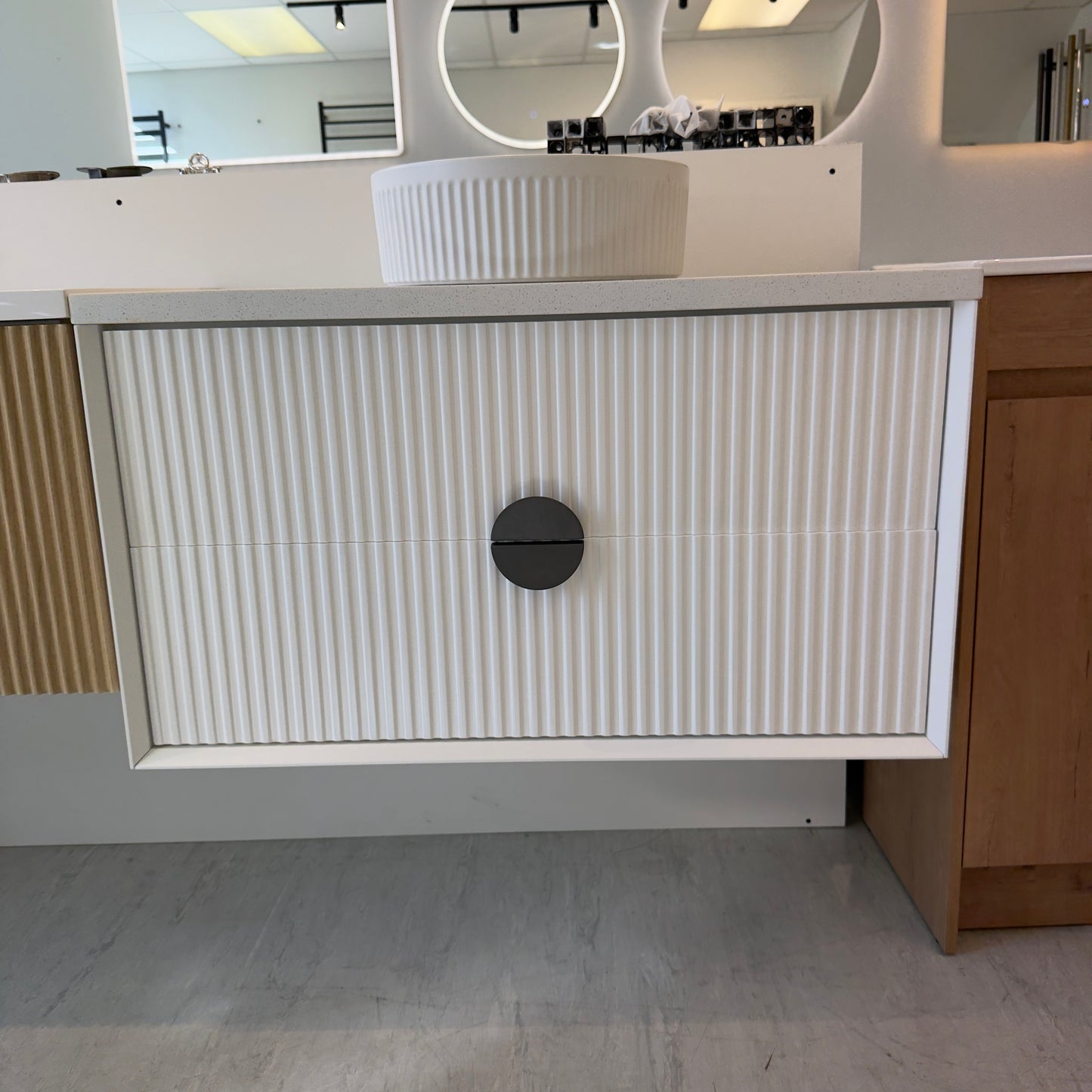 ELVA FLUTED WALL HUNG VANITY 750MM - WHITE | BATHROOM WALL HUNG VANITY NZ