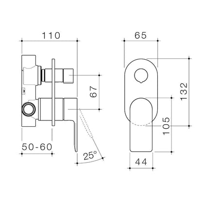 Caroma Urbane® II Bath / Shower Mixer With Diverter - Round or Square Cover Plate