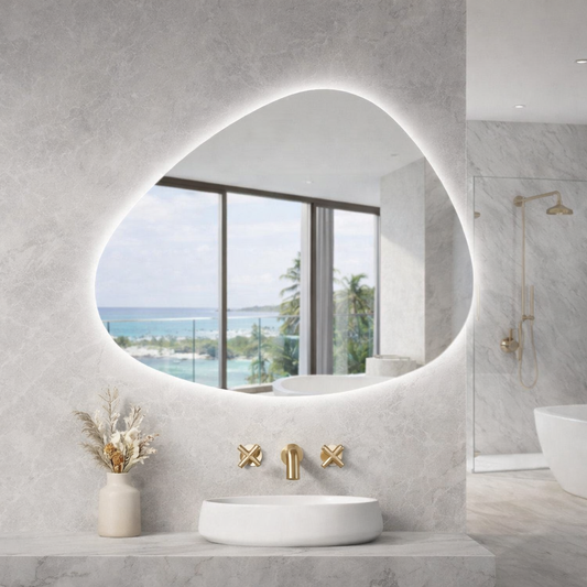 Asymmetrical Bathroom LED Mirror, Backlit LED Mirror NZ | The Tile Collection 