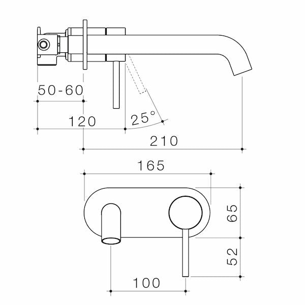 Caroma Liano II 210mm Wall Basin/Bath Mixer (Rounded Cover Plate) Lead Free | 5 Finishes
