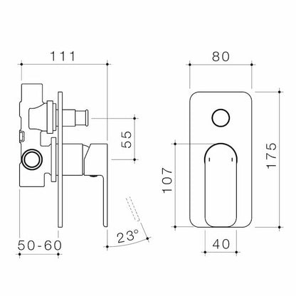 Caroma Luna® Bath/Shower Mixer with Diverter Specifications