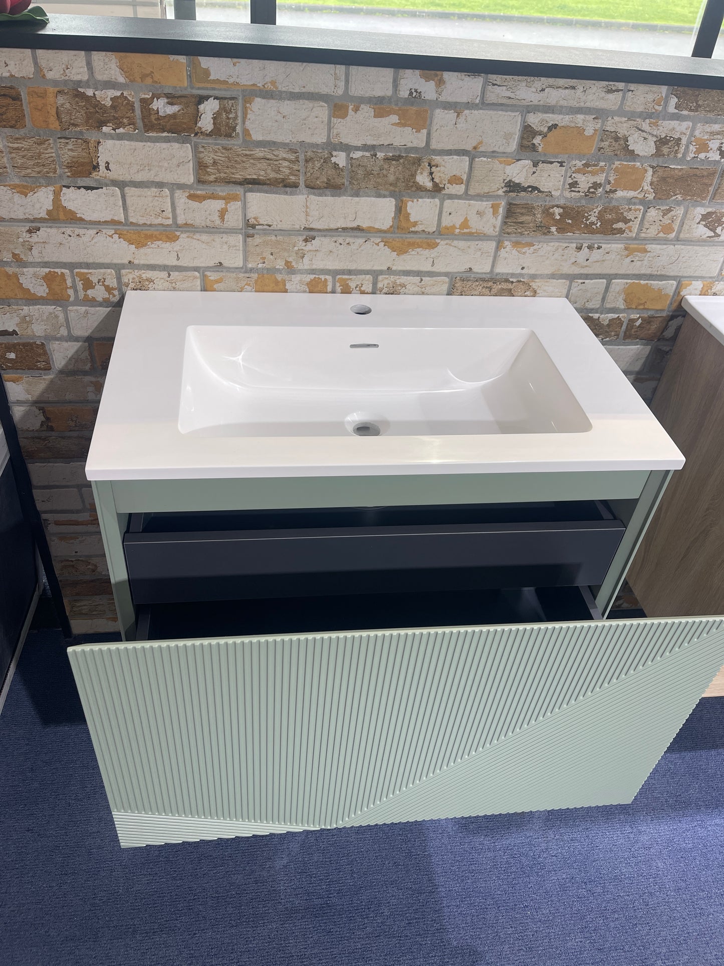 900MM SAGE GREEN WALL HUNG VANITY – PARALLEL AVO - MODERN FLOATING BATHROOM VANITY NZ