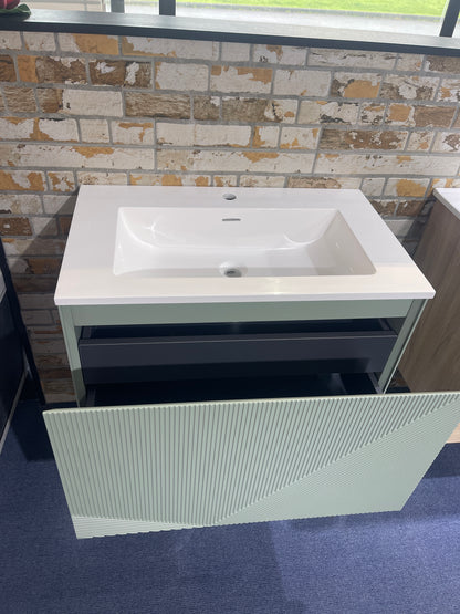 900MM SAGE GREEN WALL HUNG VANITY – PARALLEL AVO - MODERN FLOATING BATHROOM VANITY NZ