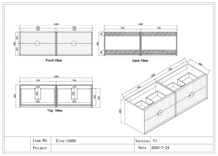 1500mm Double Basin Vanity