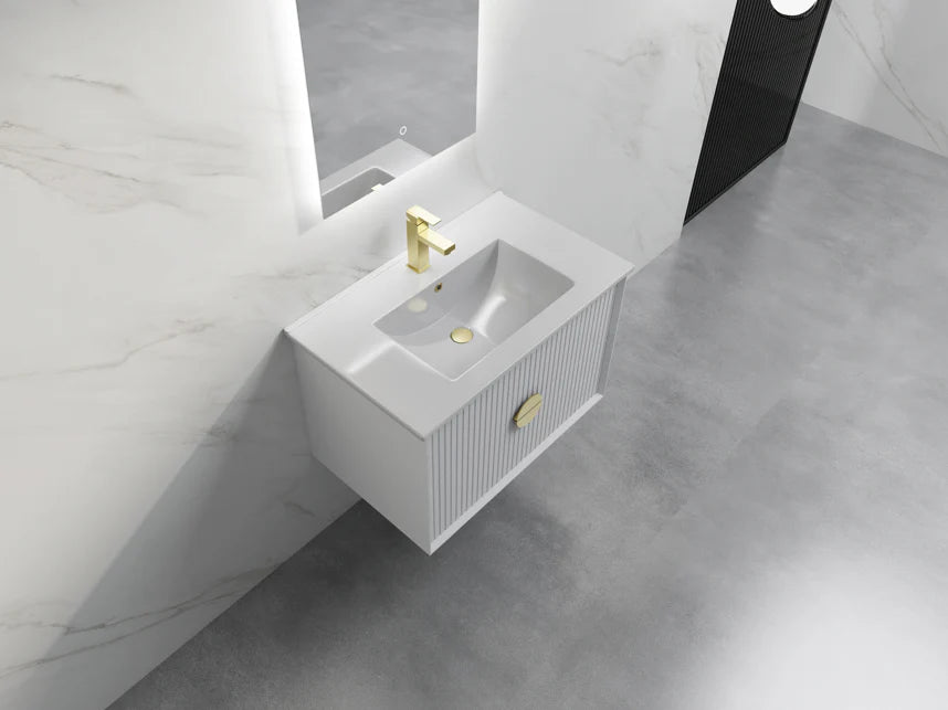 ELVA FLUTED WALL HUNG VANITY 750MM - WHITE