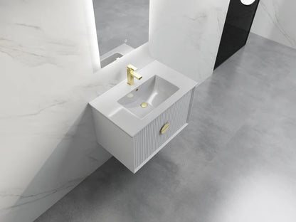 ELVA FLUTED WALL HUNG VANITY 750MM - WHITE