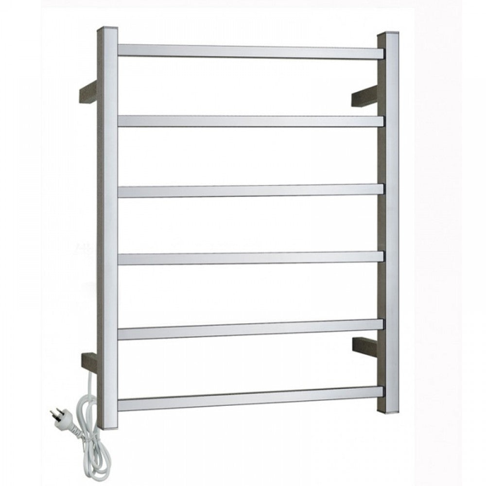 6 BAR SQUARE HEATED TOWEL RAIL 800H*600W*120D- CHROME