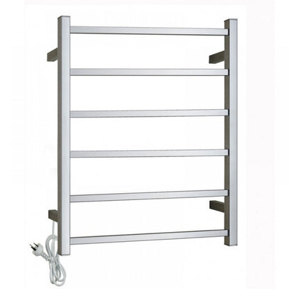 6 BAR SQUARE HEATED TOWEL RAIL 800H*600W*120D- CHROME