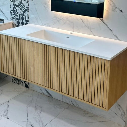 NORDI 1200MM WALL HUNG FLUTED OAK VANITY | SINGLE DRAWER