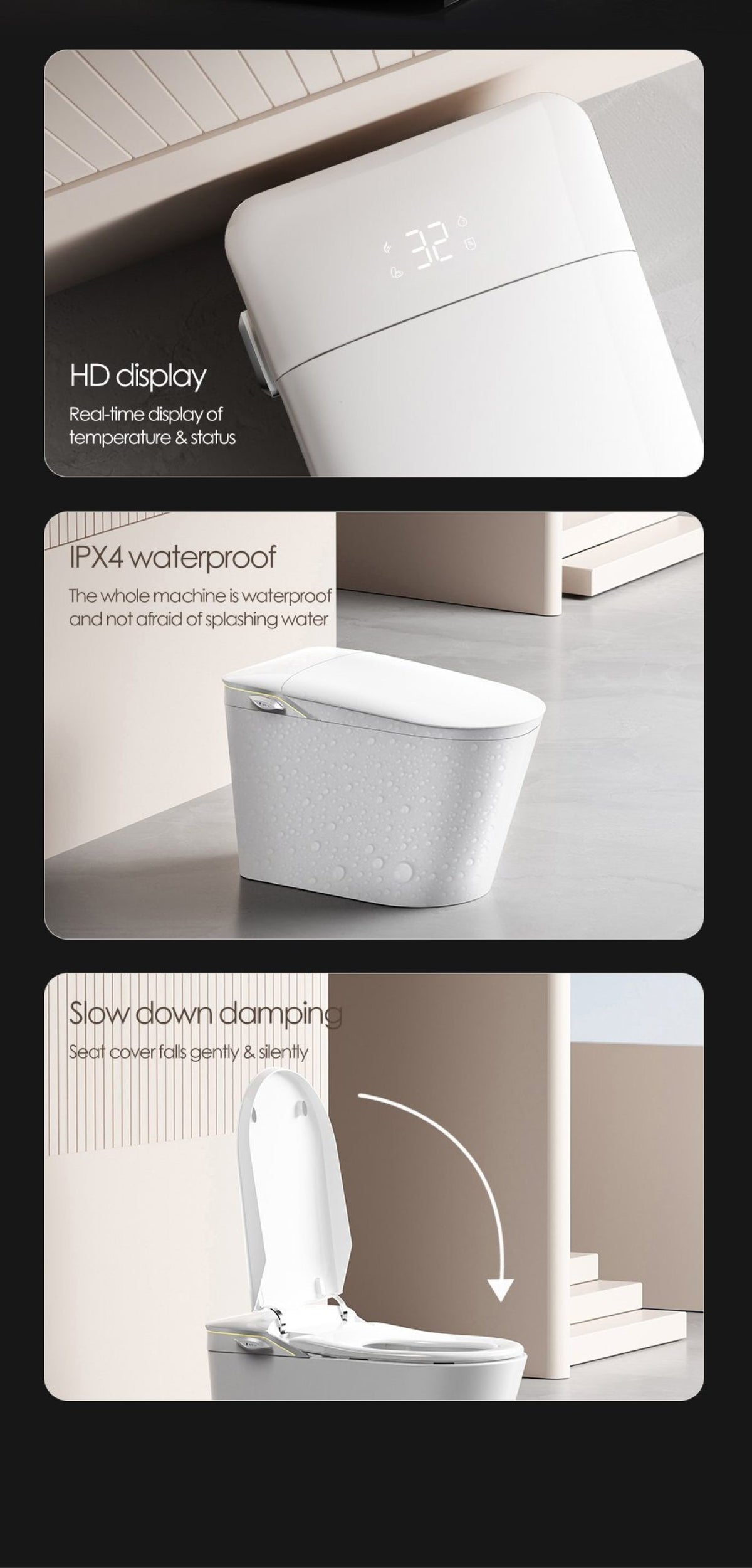 Iris Intelligent Smart Toilet NZ | One-Piece Bidet Toilet with Auto Flip Lid, Heated Seat, Warm Air Dryer & Night Light – White
