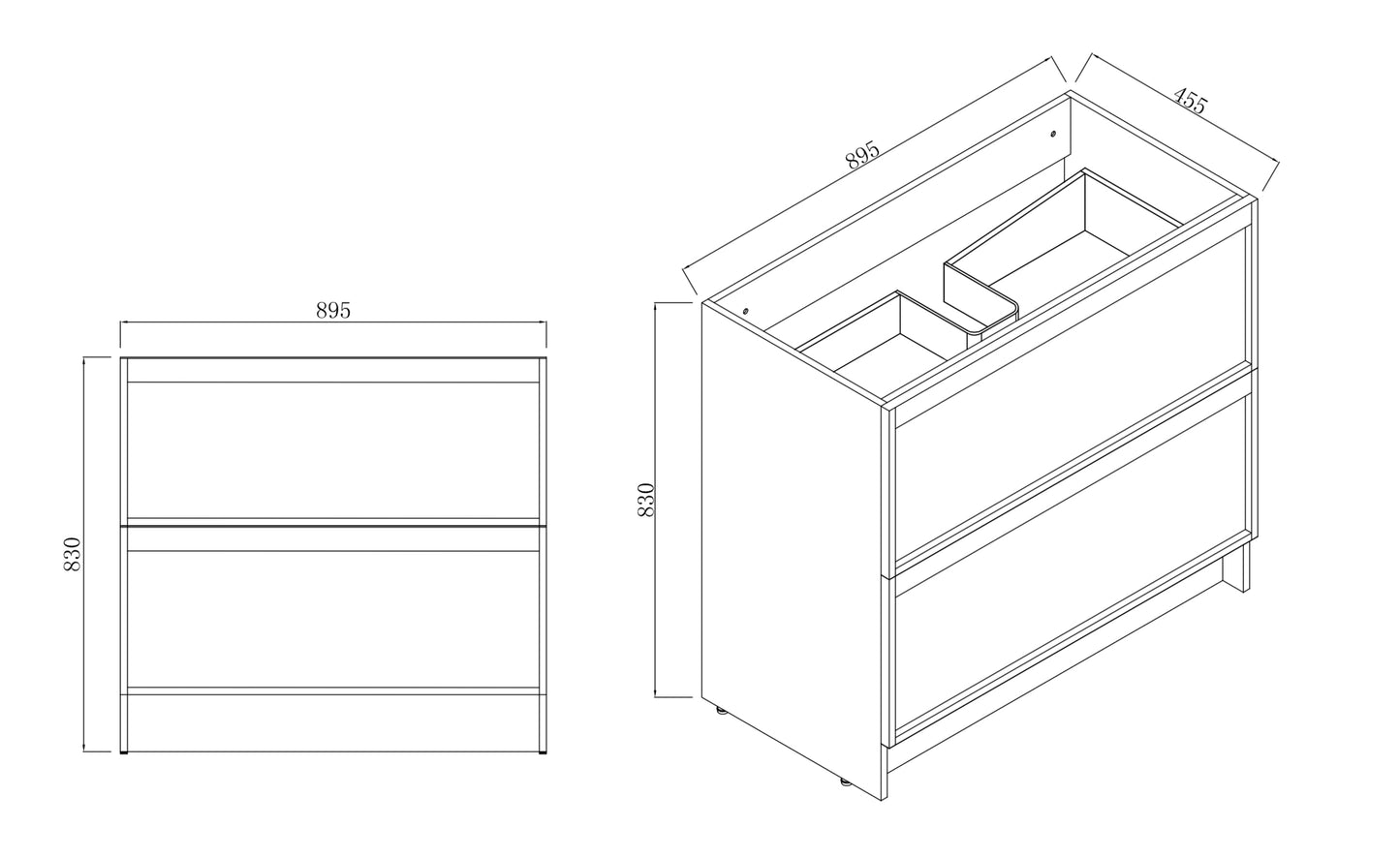 ASPEN WALNUT FLOOR STANDING VANITY 900MM | 2 DRAWERS WITH CERAMIC BASIN