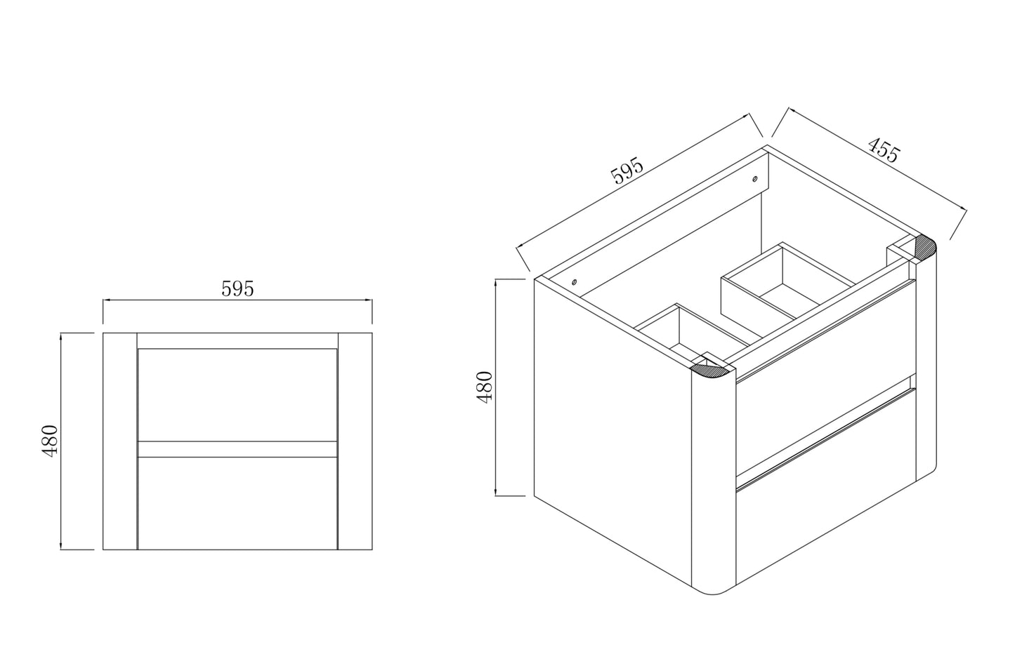 600MM BROOKLYN CURVED WALL HUNG VANITY | HONEY OAK