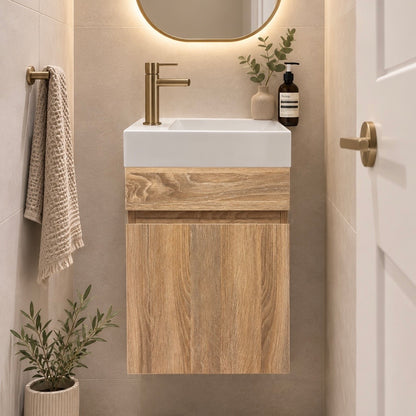 PICCOLO 400MM LIGHT OAK PLYWOOD WALL HUNG VANITY