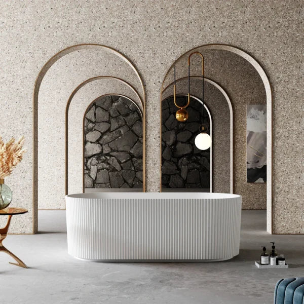 1500MM ROSE FLUTED V-GROOVE FREESTANDING BATH - The Tile Collection™