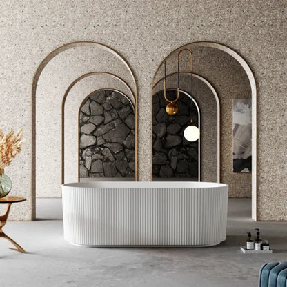 1500MM ROSE FLUTED V-GROOVE FREESTANDING BATH - The Tile Collection™