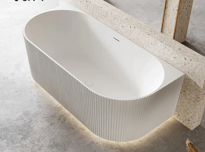 1700MM ZEPHYR FLUTED BACK TO WALL FREESTANDING BATH - MATTE WHITE ACRYLIC NZ - The Tile Collection™