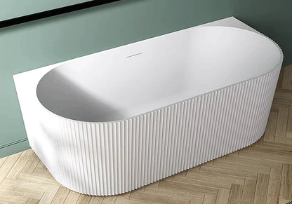 1700MM ZEPHYR FLUTED BACK TO WALL FREESTANDING BATH - MATTE WHITE ACRYLIC NZ - The Tile Collection™