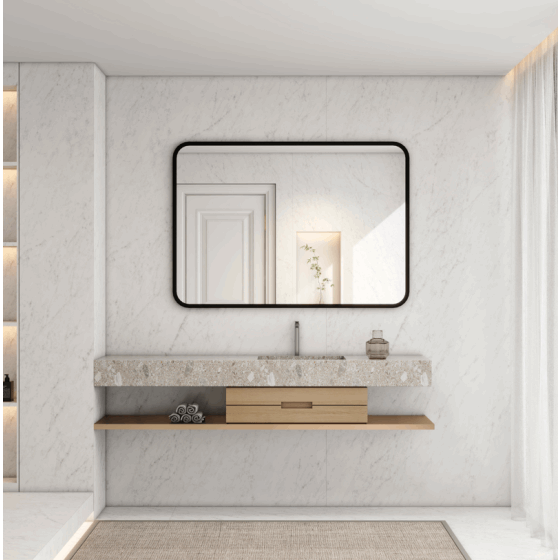 600x750MM SERAPHINE BLACK ALUMINIUM FRAMED MIRROR DN - The Tile Collection™