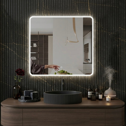 750X700MM FRONT-LIT LED MIRROR WITH DEMISTER DN | TOUCH CONTROL | 3 COLOUR TEMPERATURES