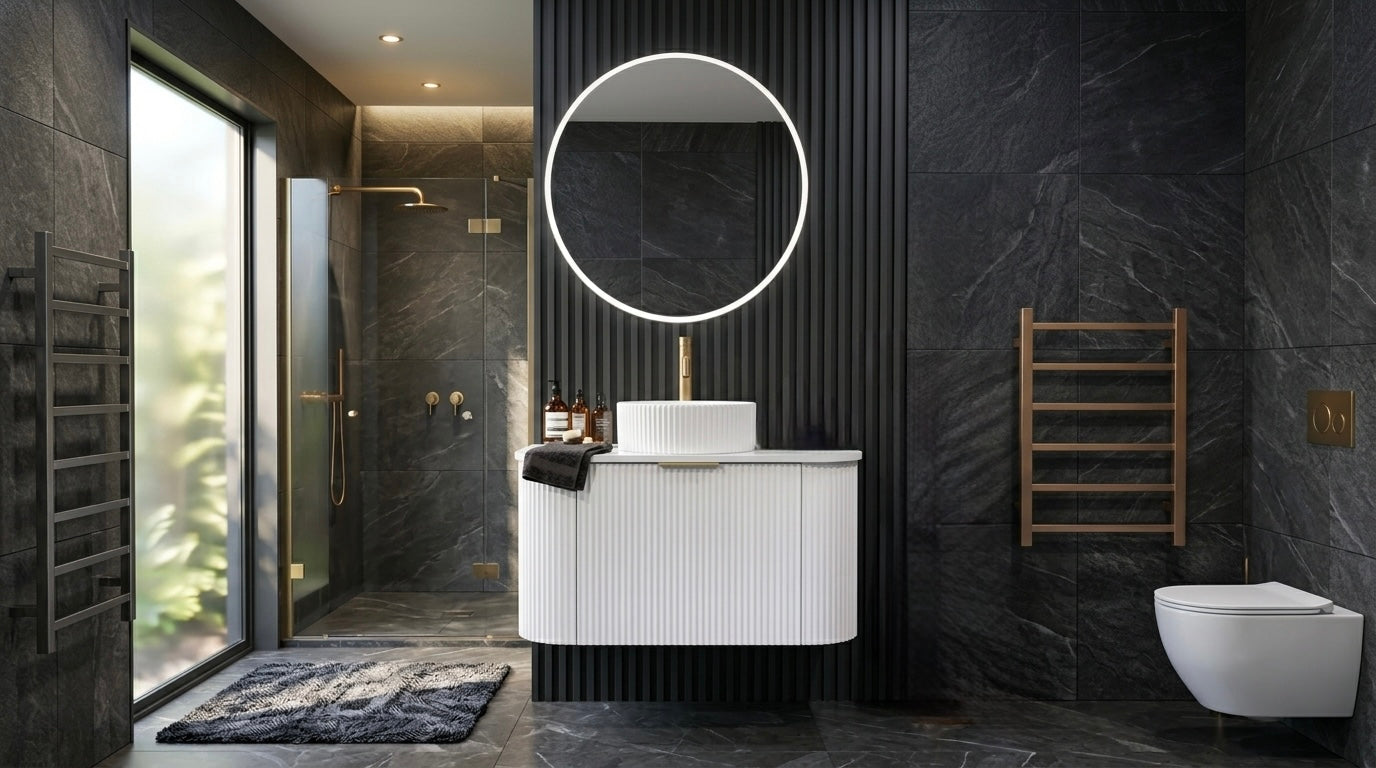 750MM CURVED FLUTED WALL HUNG VANITY | MATT WHITE