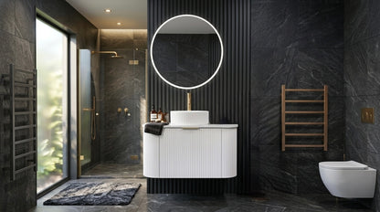 750MM CURVED FLUTED WALL HUNG VANITY | MATT WHITE