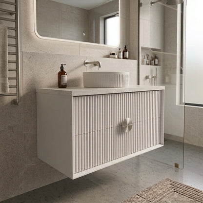 ELVA FLUTED WALL HUNG VANITY 750MM - WHITE | BATHROOM WALL HUNG VANITY NZ