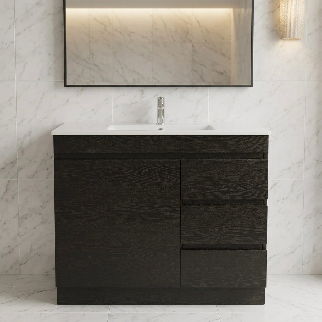 MADRID FLOOR STANDING VANITY 900MM - DARK OAK | BATHROOM VANITY NZ