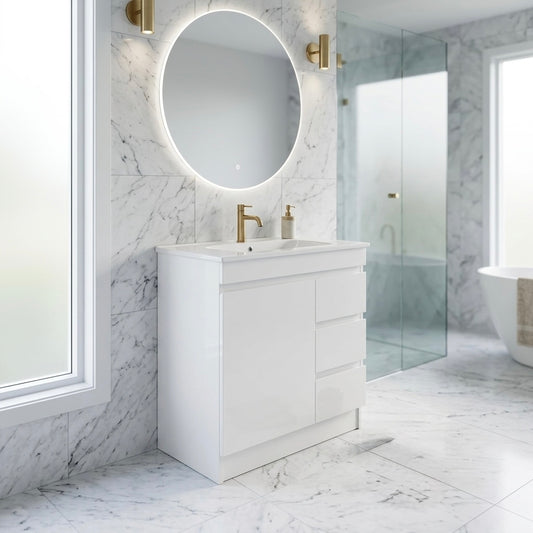 MADRID FLOOR STANDING VANITY 750MM - GLOSS WHITE | BATHROOM VANITY NZ