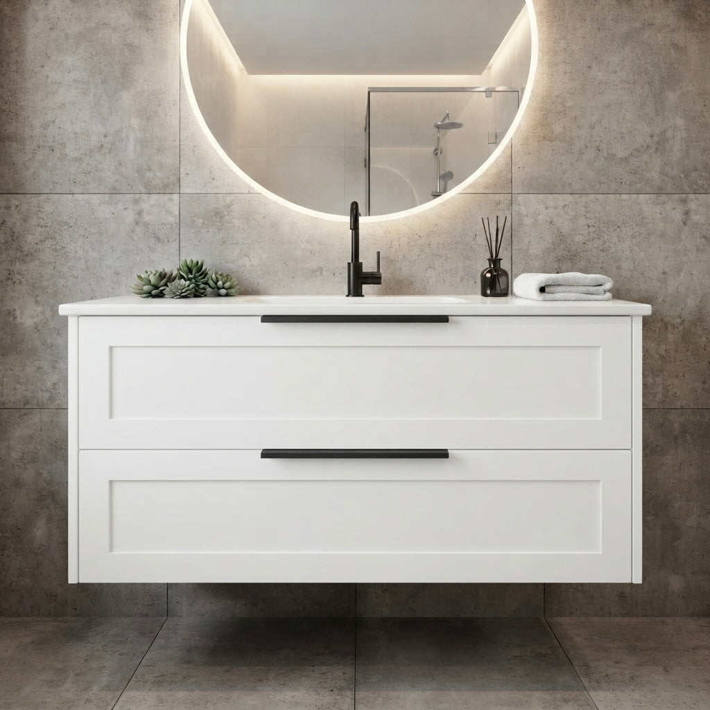 HAMPTON WALL HUNG VANITY | 900MM | SHAKER STYLE | PLYWOOD