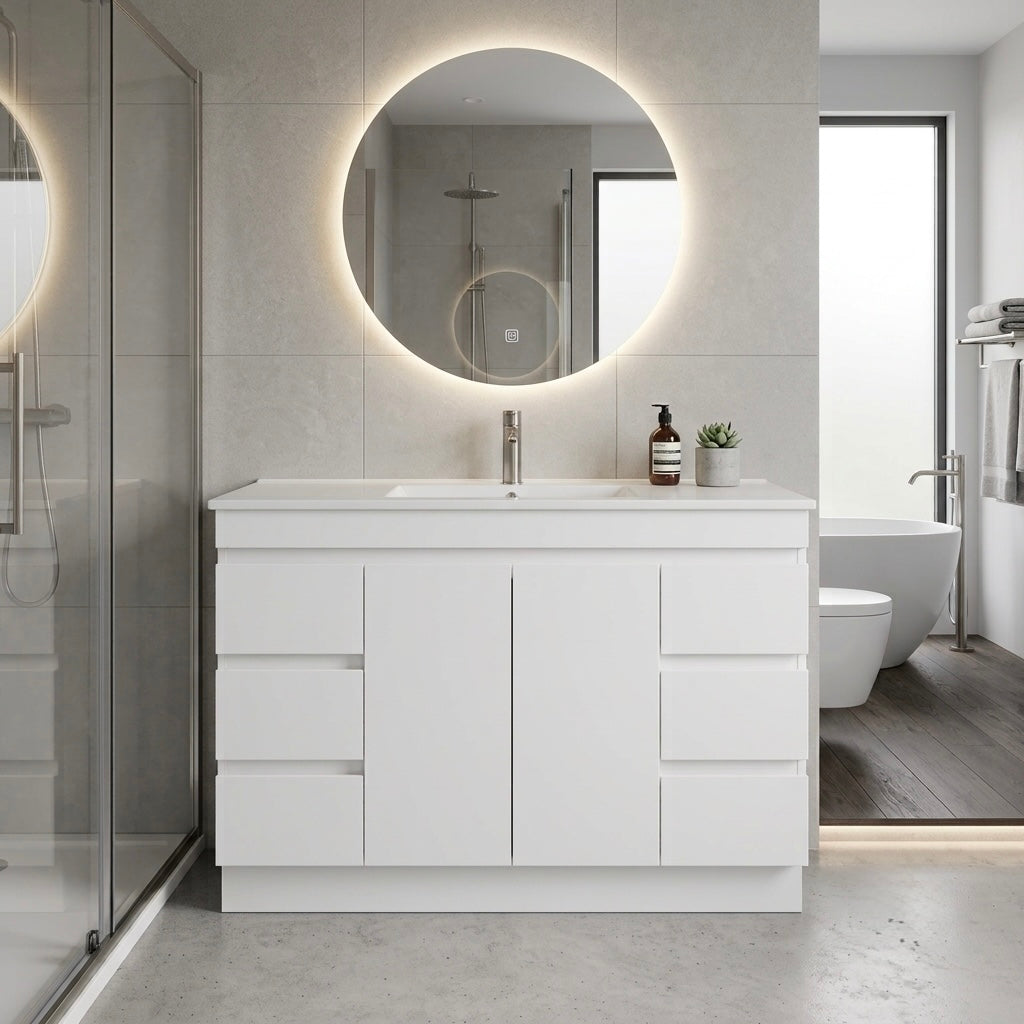 MADRID FLOOR STANDING VANITY 1200MM SINGLE - GLOSS WHITE | TRADITIONAL BATHROOM CABINET
