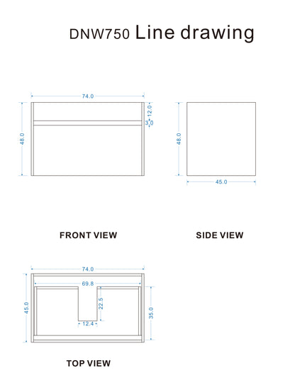 NATURAL OAK PLYWOOD WALL HUNG VANITY | 750MM | DN - The Tile Collection™