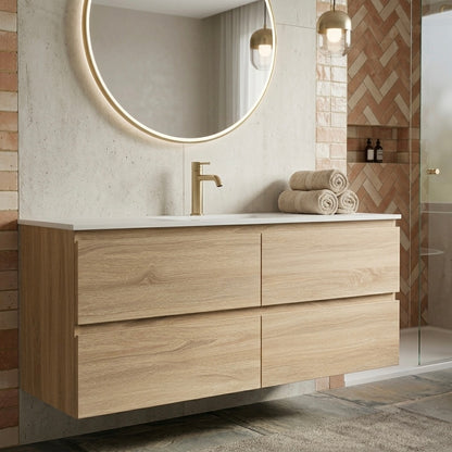 NELSON WALL HUNG VANITY | 1200MM | LIGHT OAK | PLYWOOD | SINGLE BASIN