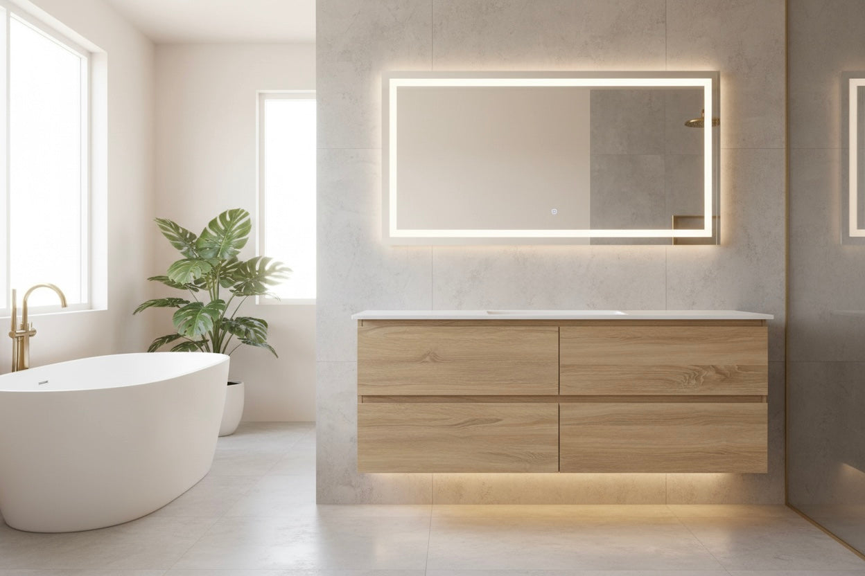 NELSON WALL HUNG VANITY | 1500MM | LIGHT OAK | PLYWOOD | SINGLE BASIN
