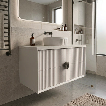 ELVA FLUTED WALL HUNG VANITY 750MM - WHITE | BATHROOM WALL HUNG VANITY NZ