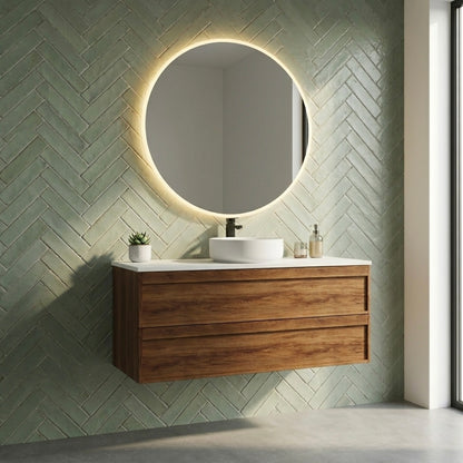 ASPEN WALNUT WALL HUNG VANITY 1200MM SINGLE | 4 DRAWERS, PLYWOOD FLOATING VANITY NZ