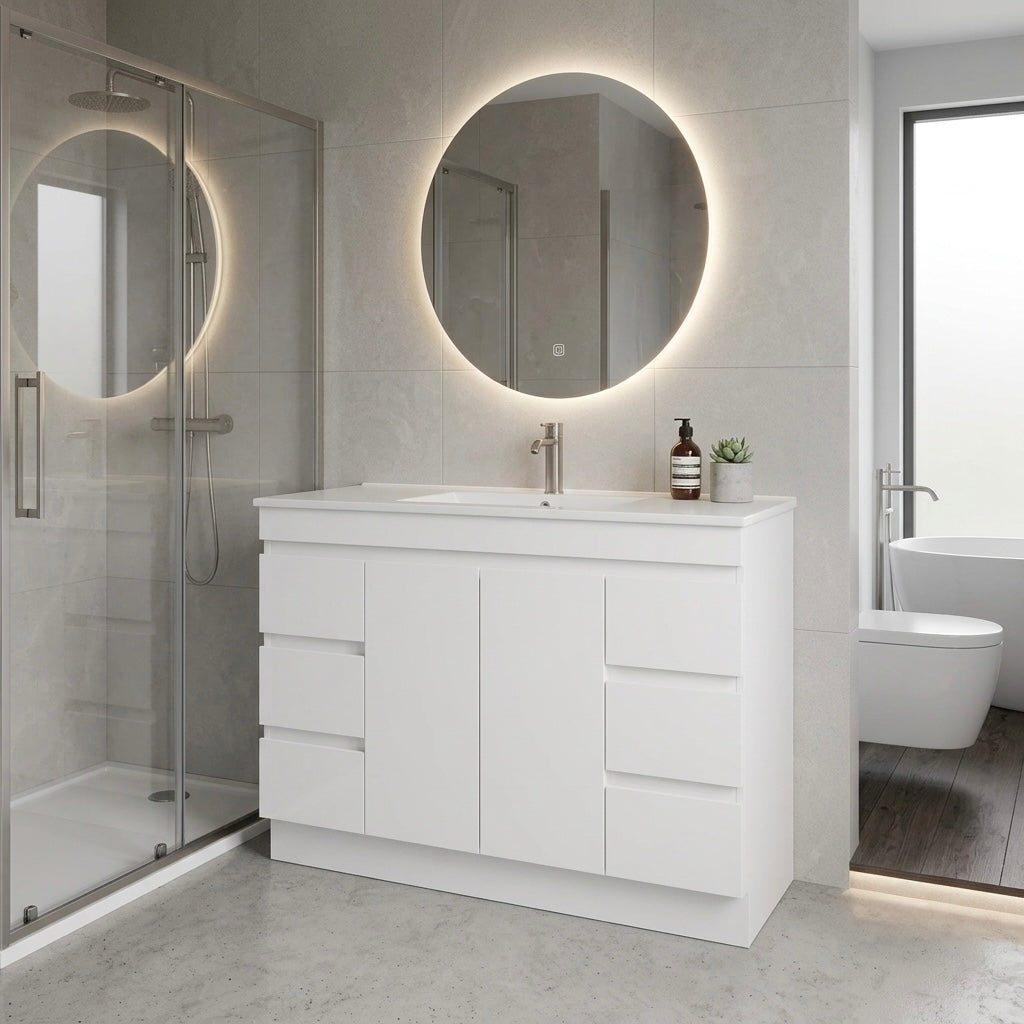 MADRID FLOOR STANDING VANITY 1200MM SINGLE - GLOSS WHITE | TRADITIONAL BATHROOM CABINET