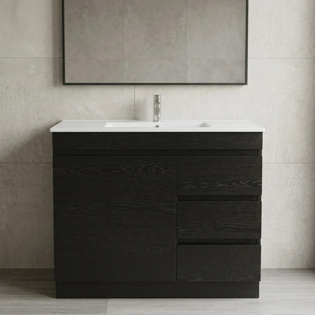 MADRID FLOOR STANDING VANITY 900MM - DARK OAK | BATHROOM VANITY NZ