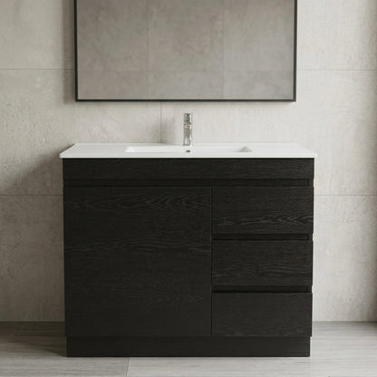 MADRID FLOOR STANDING VANITY 900MM - DARK OAK | BATHROOM VANITY NZ
