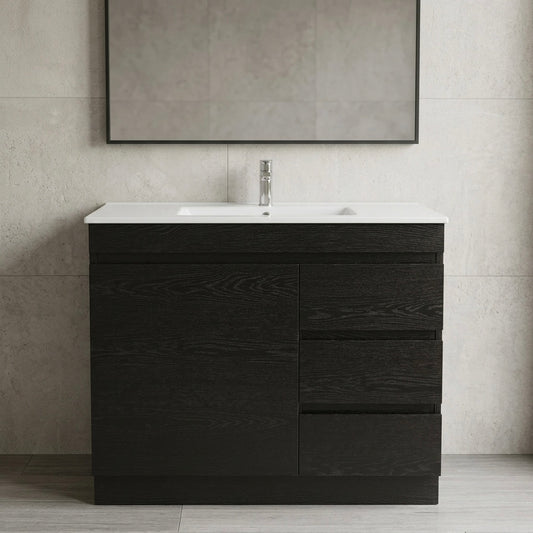 MADRID FLOOR STANDING VANITY 900MM - DARK OAK | BATHROOM VANITY NZ
