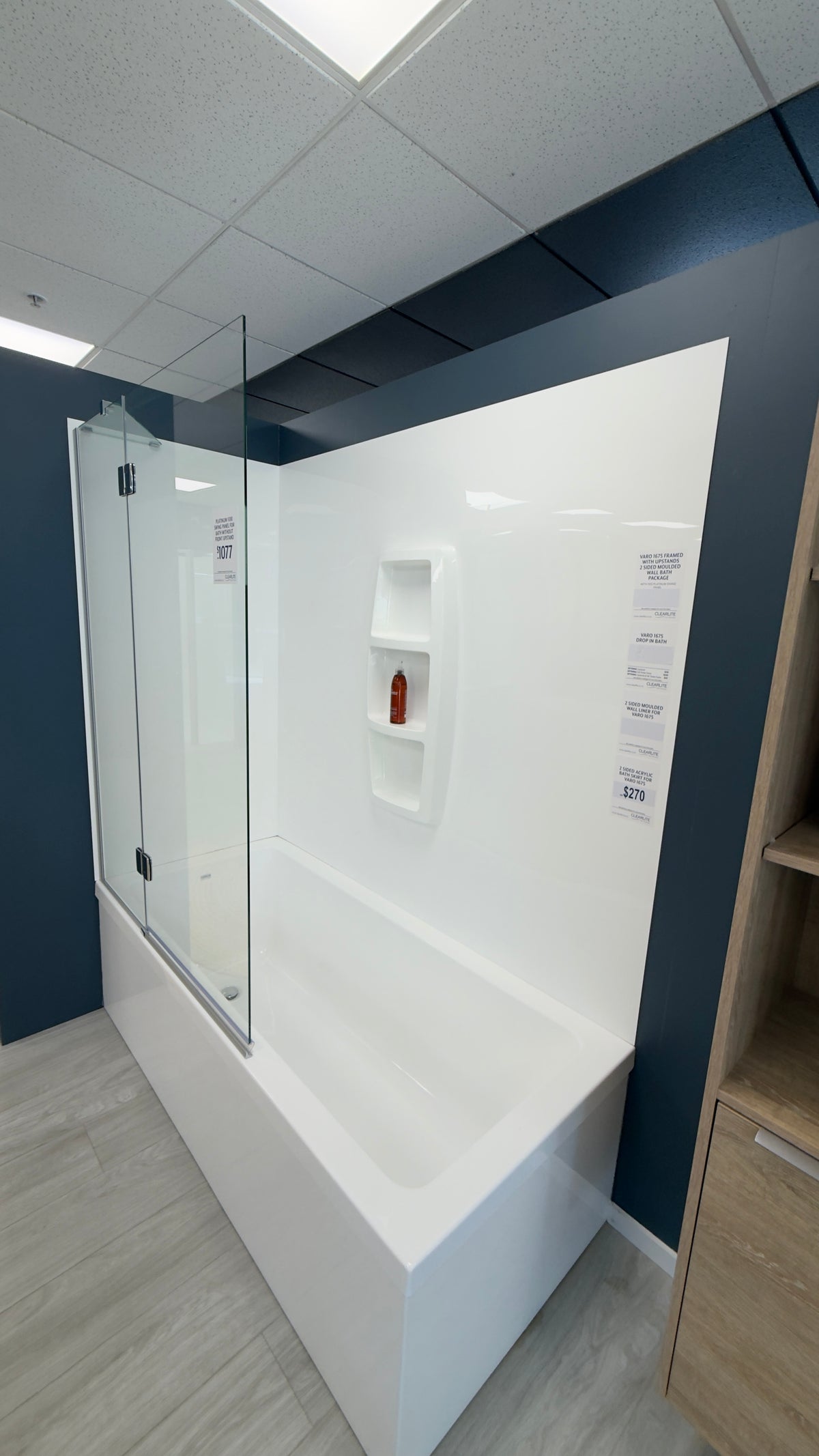 CLEARLITE PACIFIC/VARO WALL LINER FOR SHOWER OVER BATH 2 SIDED - 1525MM