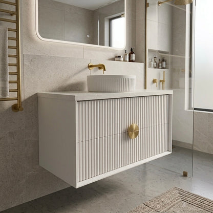 ELVA FLUTED WALL HUNG VANITY 750MM - WHITE | BATHROOM WALL HUNG VANITY NZ