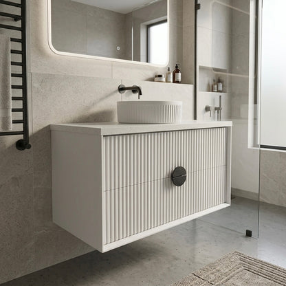 ELVA FLUTED WALL HUNG VANITY 750MM - WHITE | BATHROOM WALL HUNG VANITY NZ