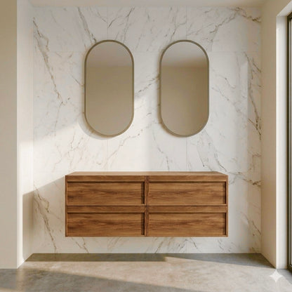 ASPEN WALNUT WALL HUNG VANITY 1500MM DOUBLE | 4 DRAWERS, PLYWOOD FLOATING VANITY NZ
